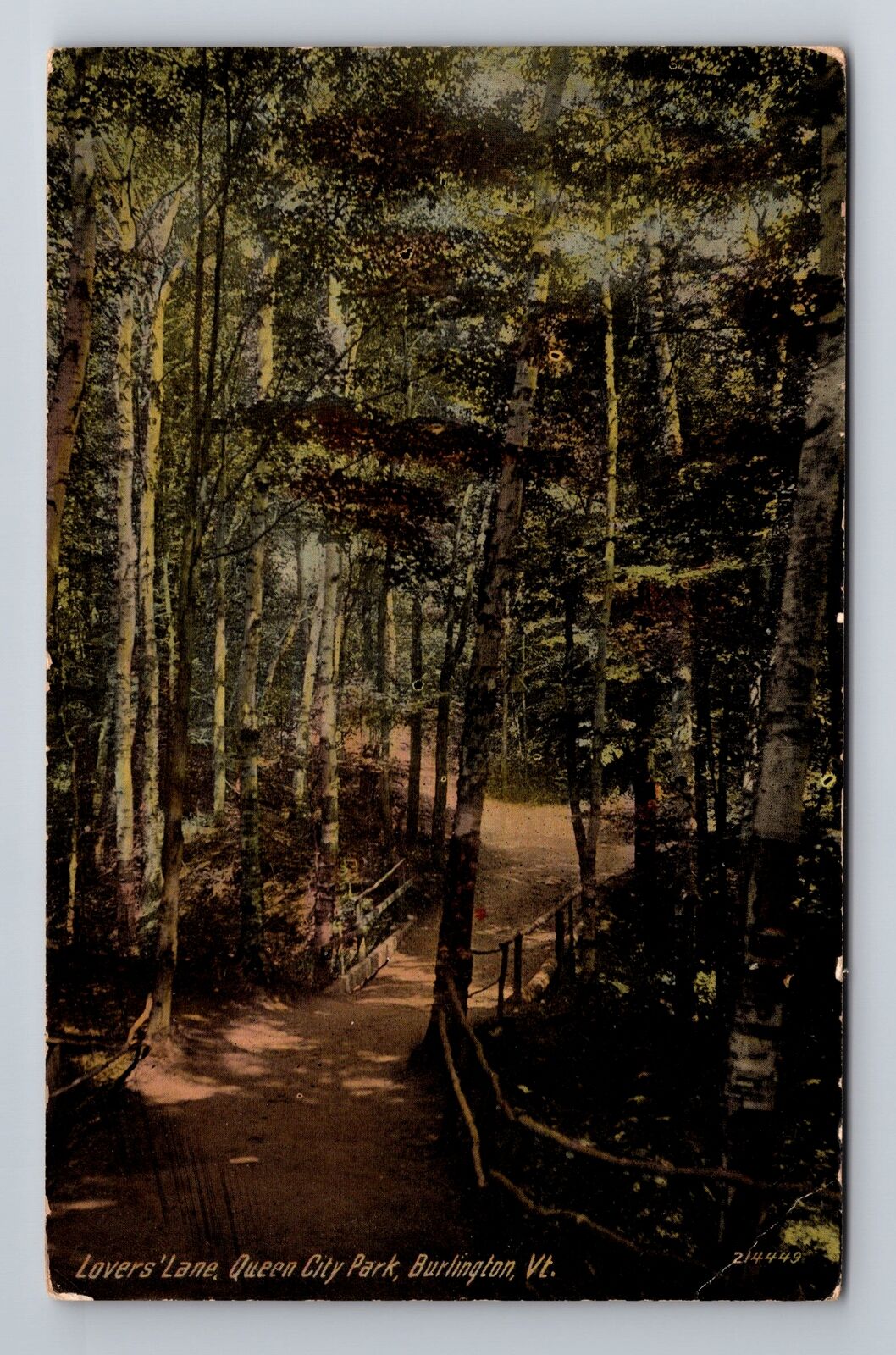 Burlington VA-Virginia, Lovers Lane, Queen City Park, Vintage c1914 Postcard