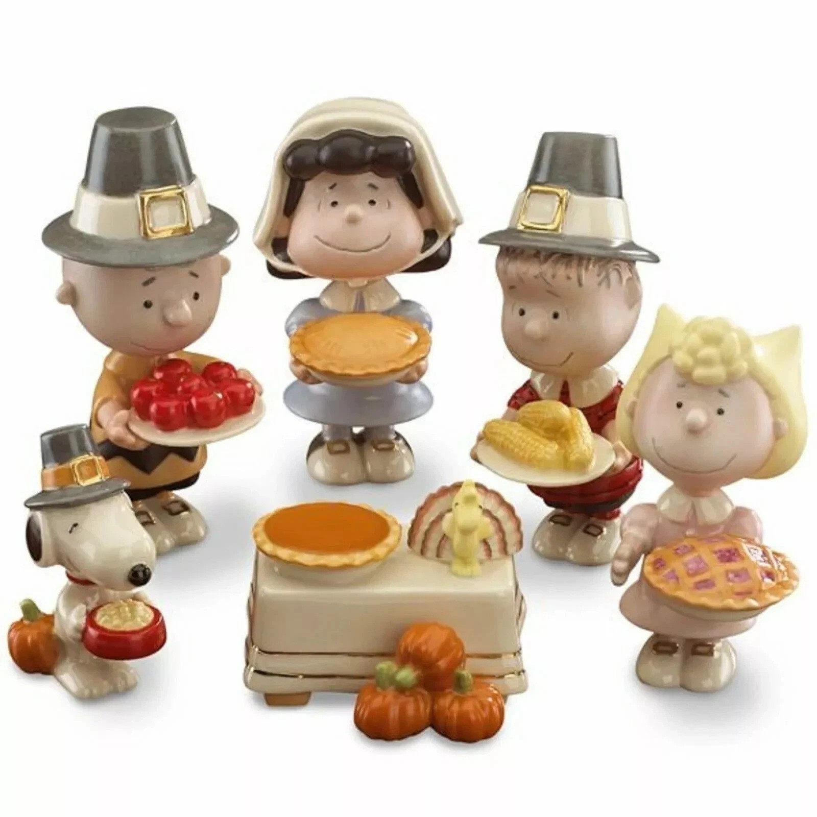 Lenox Peanuts Thanksgiving 6 Piece Set Snoopy Charlie Lucy 841131 NEW