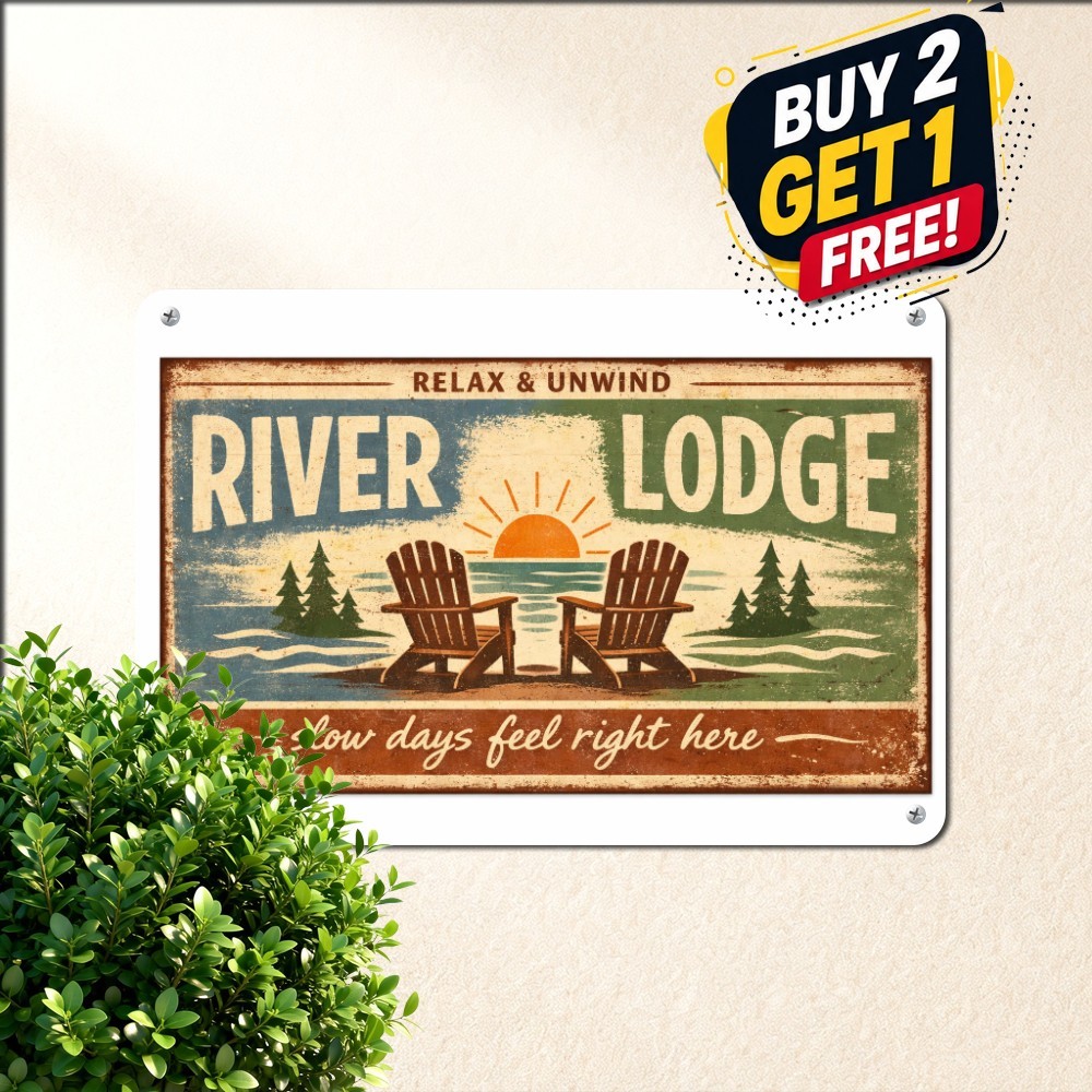 Custom Lake House Welcome Plaque Rustic Water Cabin Fishery Metal Tin Sign 8x12