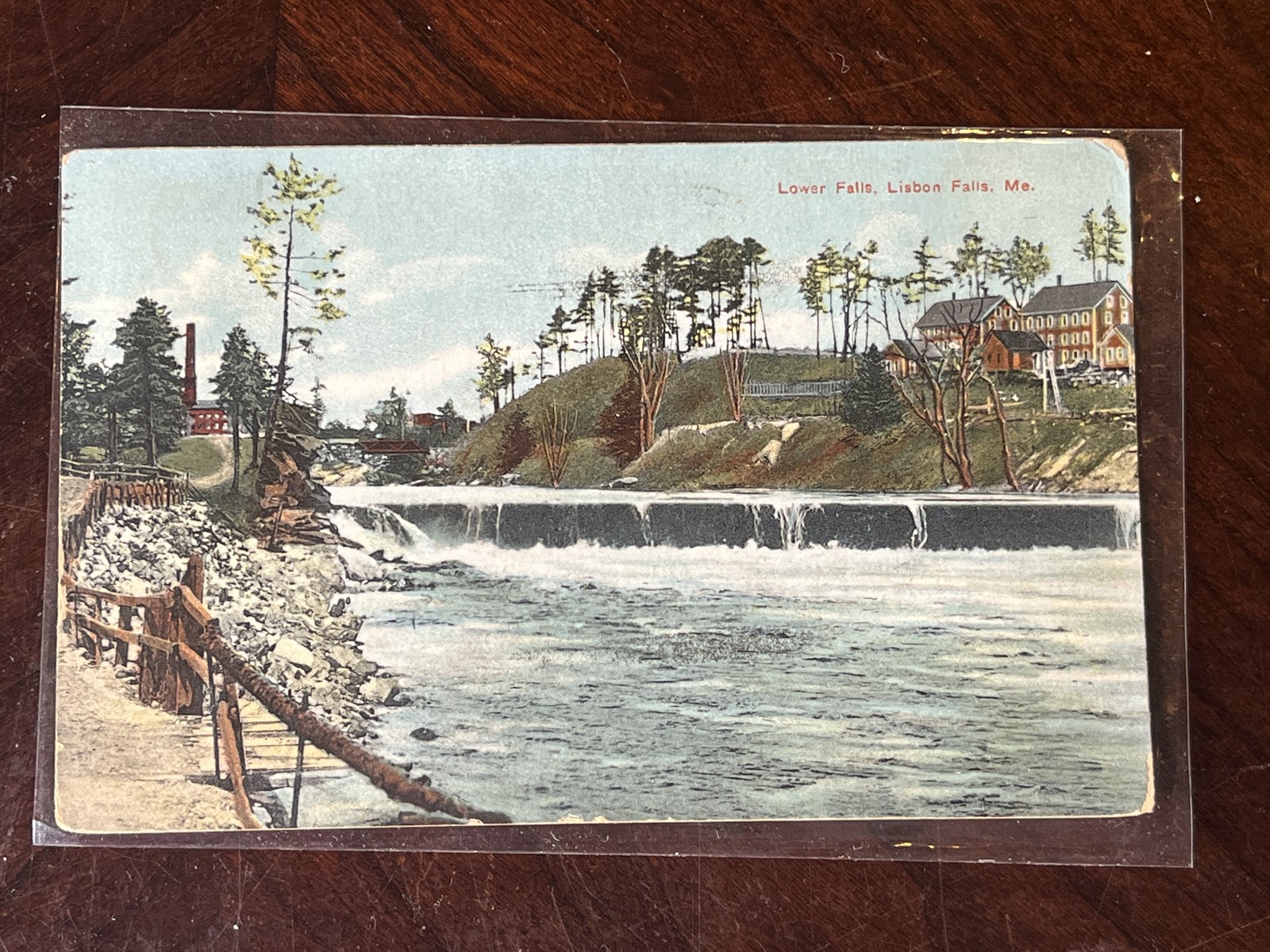 Lower Falls Lisbon Falls ME Androscoggin Co 1913 Divided Back Postcard Posted