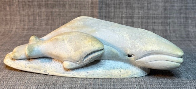 Volcanic Ash Whale Sculpture, Signed BEKKA Handcrafted Mt Saint Helen\'s Ash