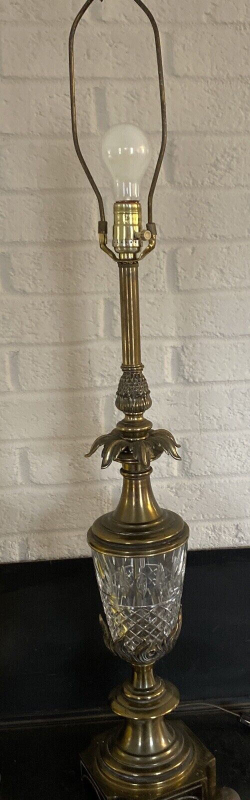 Vintage Brass & Crystal Stiffel Table Lamp MC Hollywood Regency Tall Heavy 38”