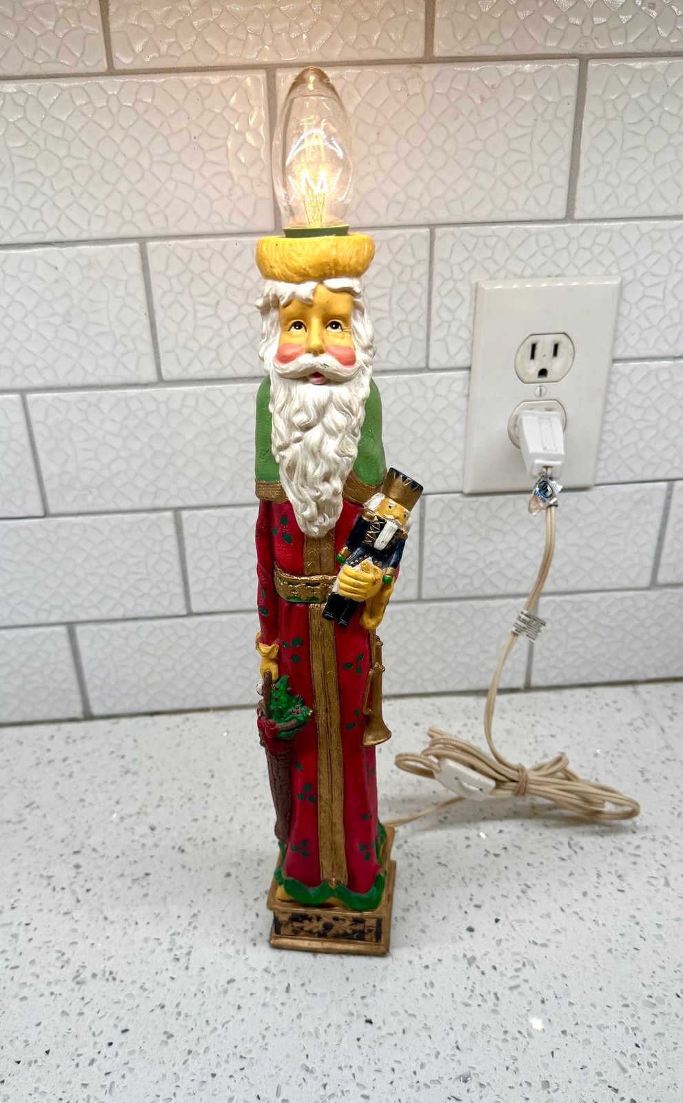 Adorable Vintage Tall Old World Santa 'Candle' Lamp Electrical Holiday Decor Adorable Vintage Tall Old World Santa 'Candle' Lamp Electrical Holiday Decor