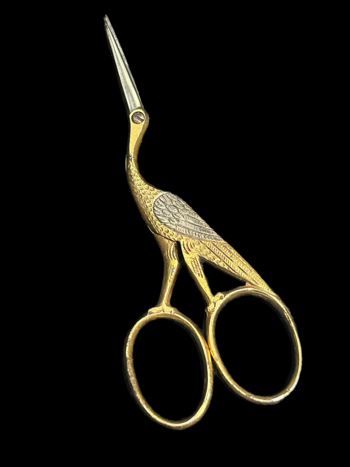 Vintage Stork Sewing Embroidery Scissors Gold Tone Made In Germany Vintage Stork Sewing Embroidery Scissors Gold Tone Made In Germany
