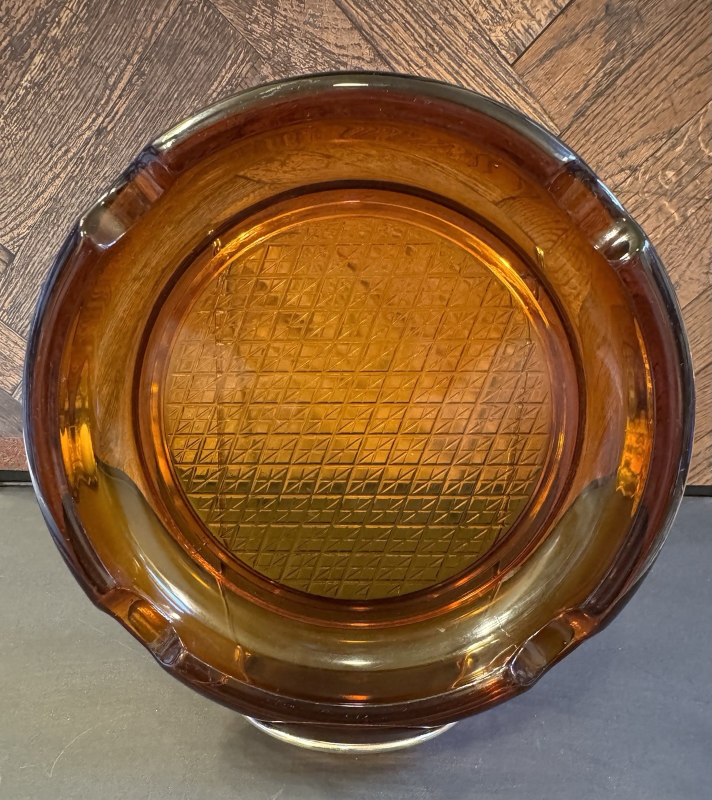 Vintage Large Amber Glass Round 8\