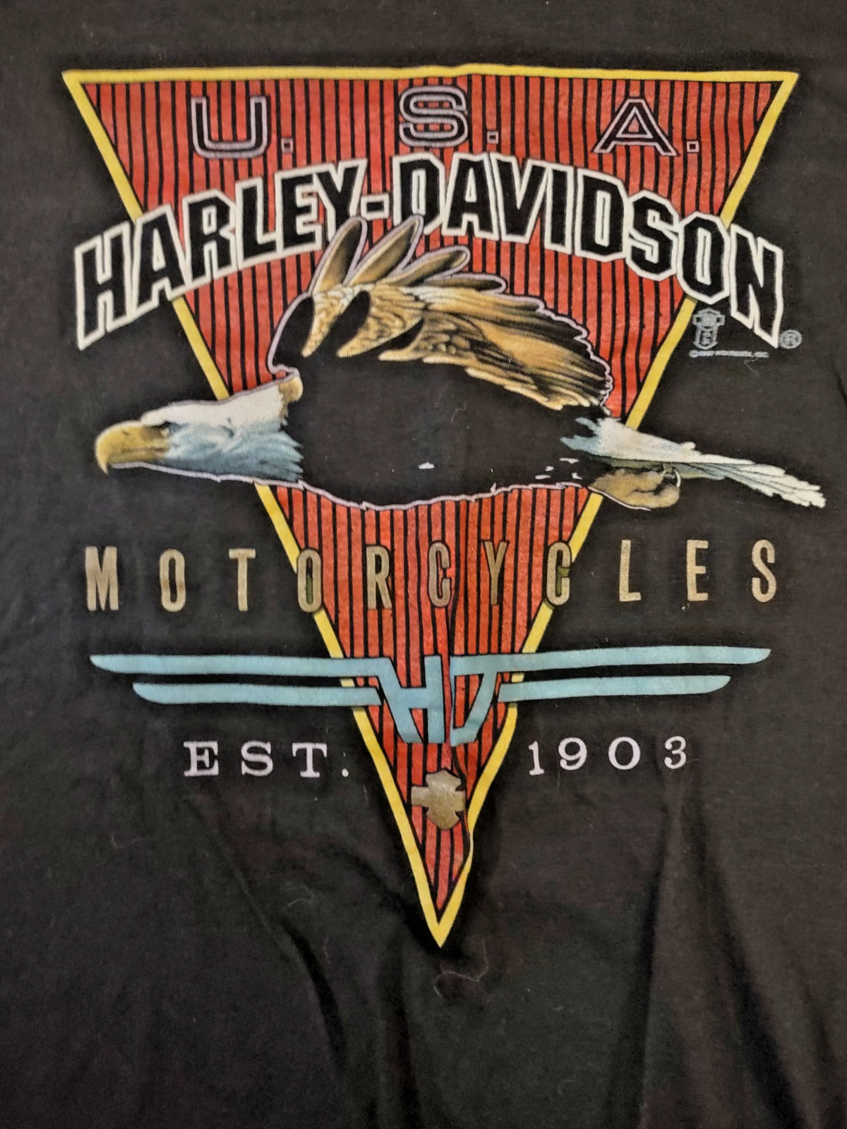 Harley Davidson Vintage t shirt XL 1987 FLYING EAGLE  EST 1903 GREAT CONDITION