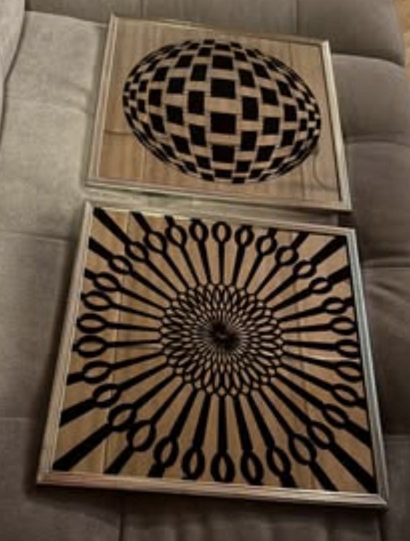 Two Vintage Optical Art Mirrors MCM Space Age Decor Retro