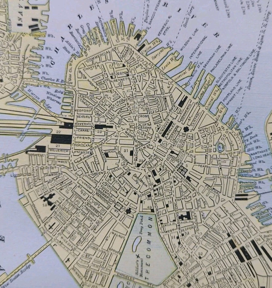 Vintage 1887 BOSTON MASSACHUSETTS Map 10\