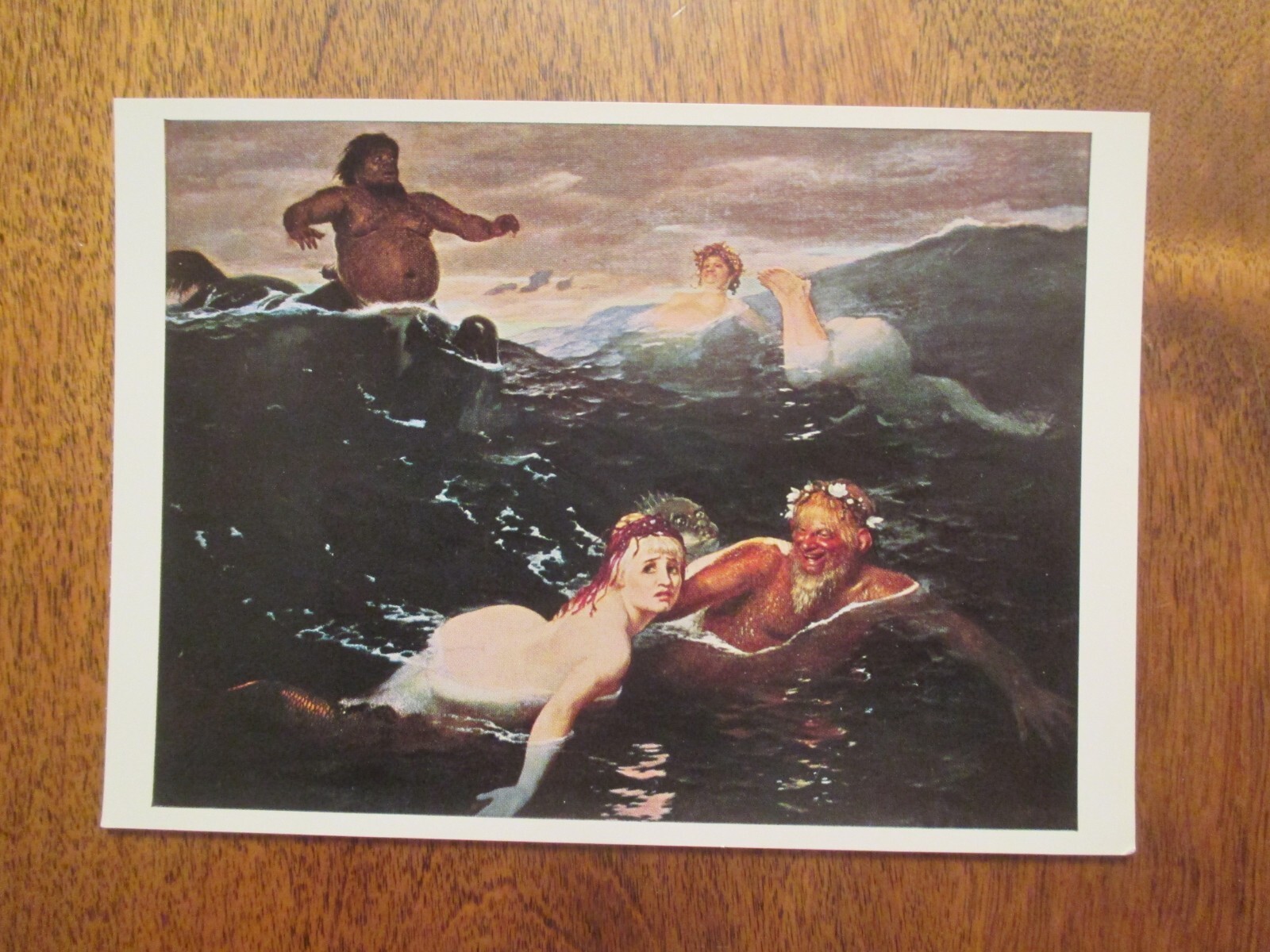 Art Postcard Arnold Bocklin Play of the waves around Continental Sized