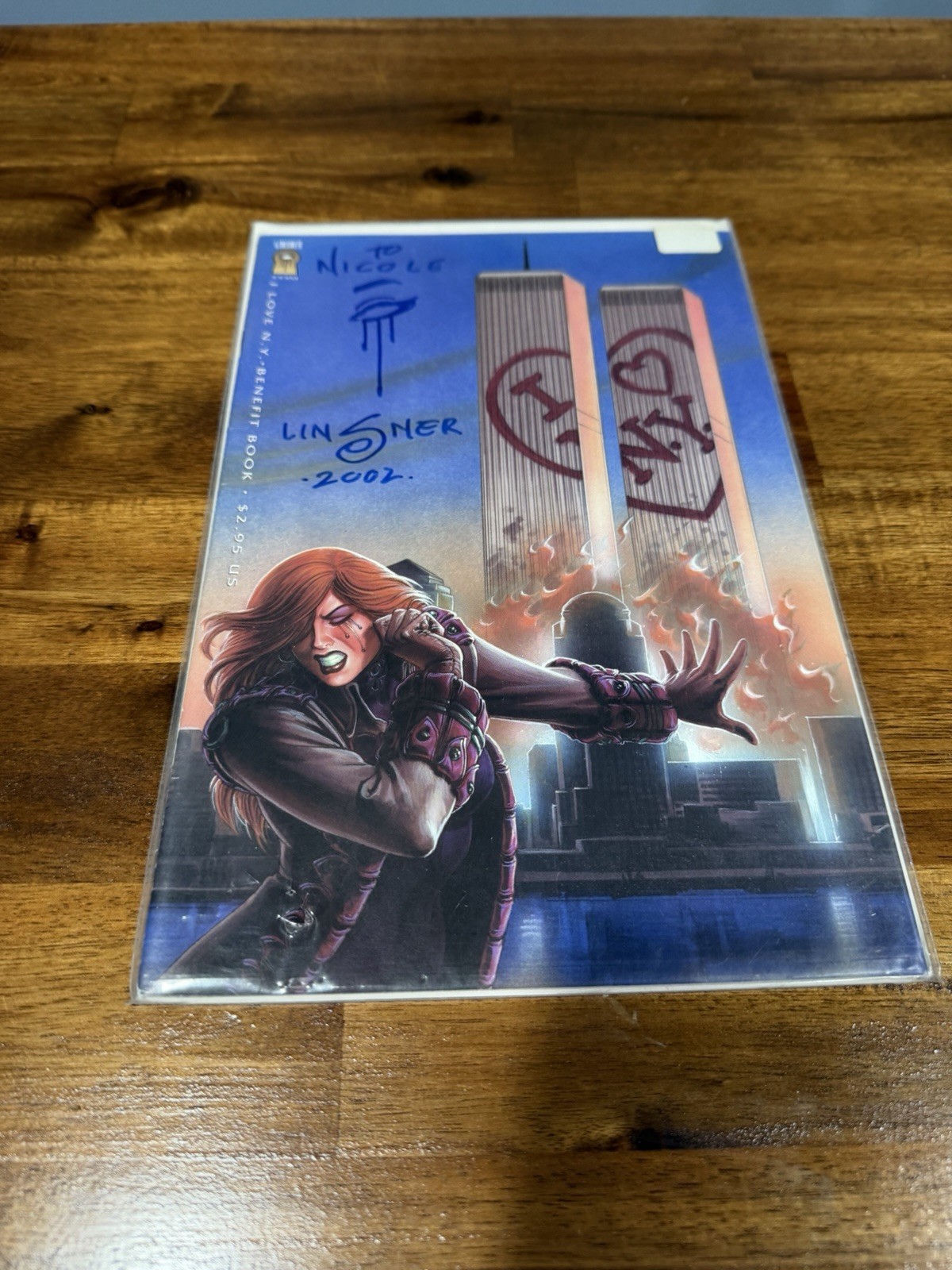 I Love NY Benefit Book Signed Joseph Michael Linsner Dawn 9/11 Sketch