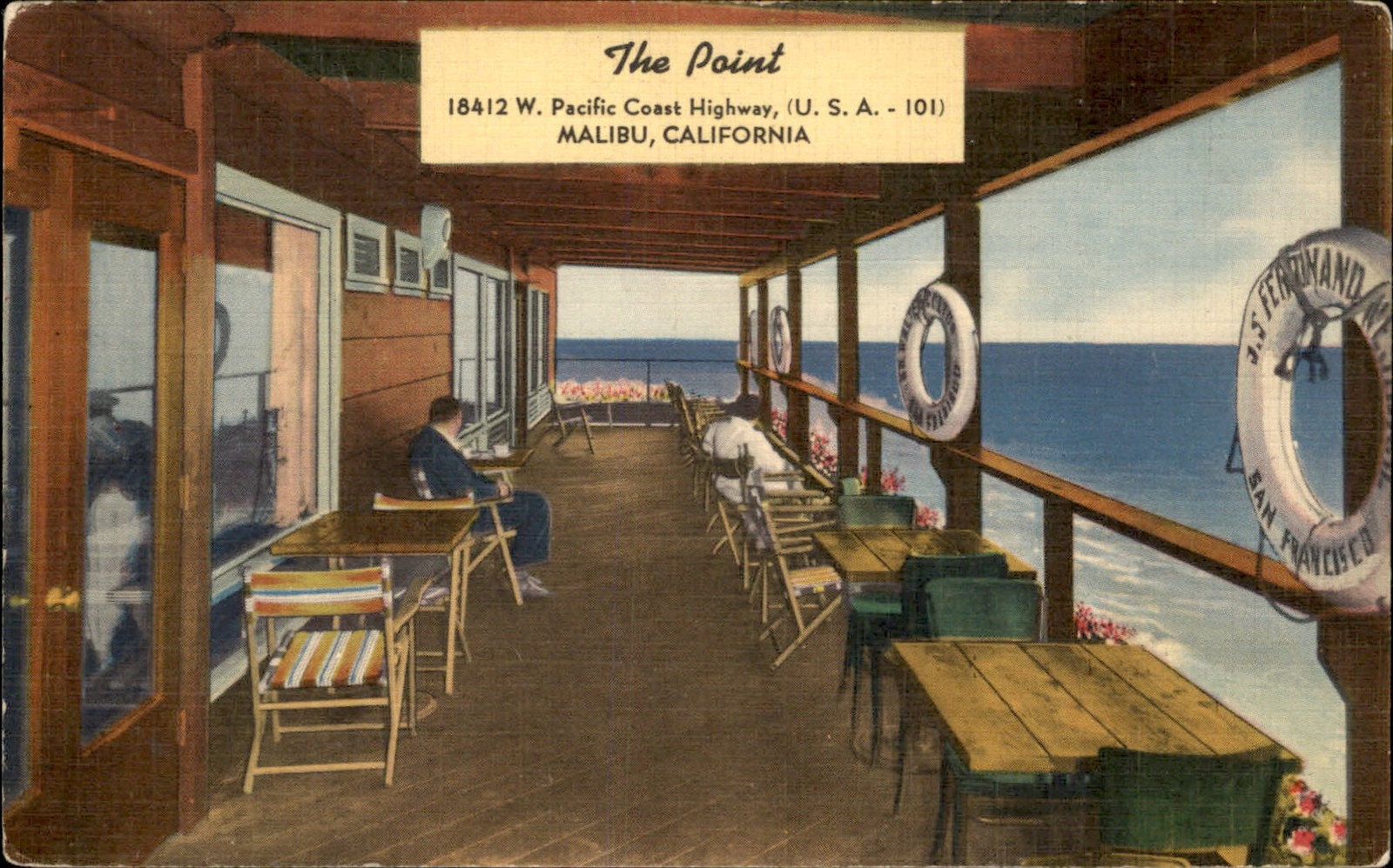 Malibu CA Shipboard Atmosphere D. C. Colapietro c1940s-50s Vintage Postcard
