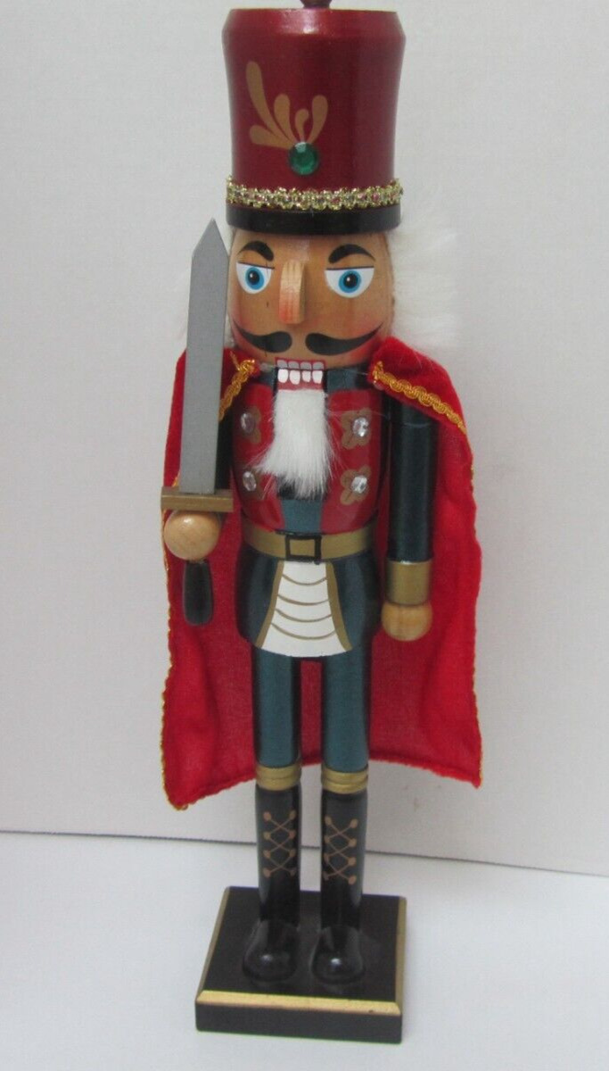 CHRISTMAS RED VELVET CAPE WOOD SOLDIER 15” NUTCRACKER with Sword  Inter-American