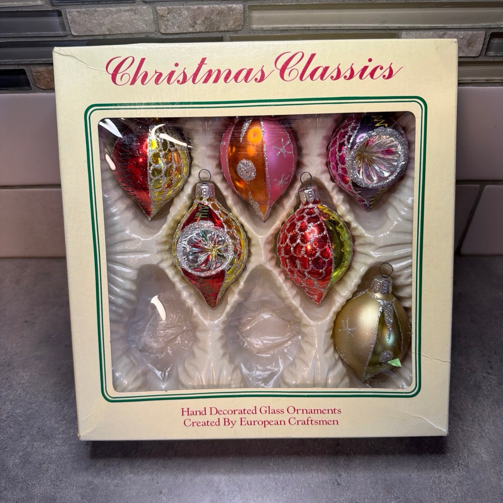 Vintage Christmas Classics Ornaments Indent Mica Hand Decorated European Crafts