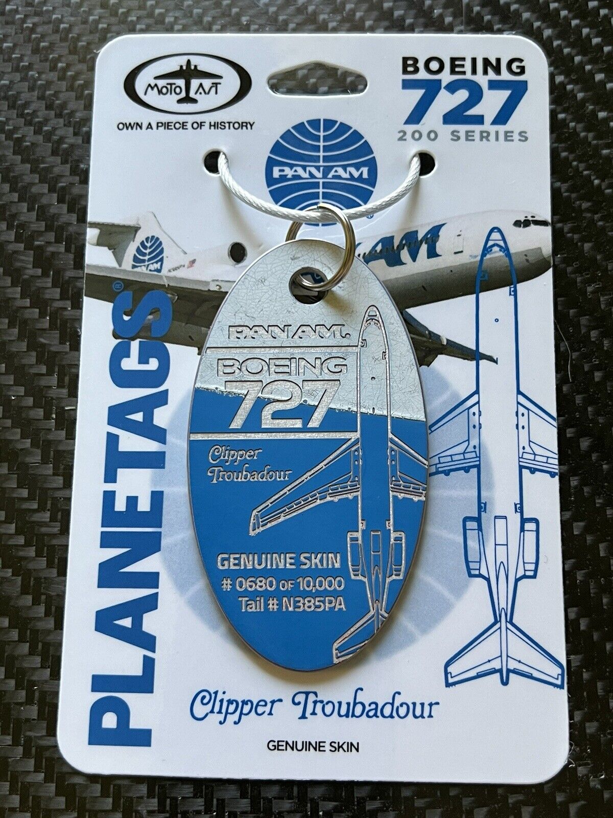 MotoArt Planetags Pan Am Boeing 727 Blue/White Combo SOLD OUT #680