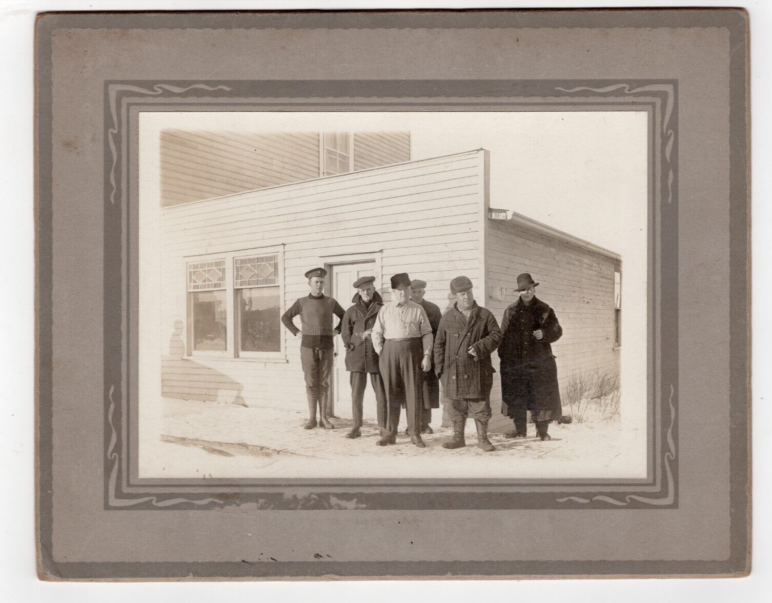 Antique Cabinet Photo Group of Intersting Men outside Cfse or Store c1900