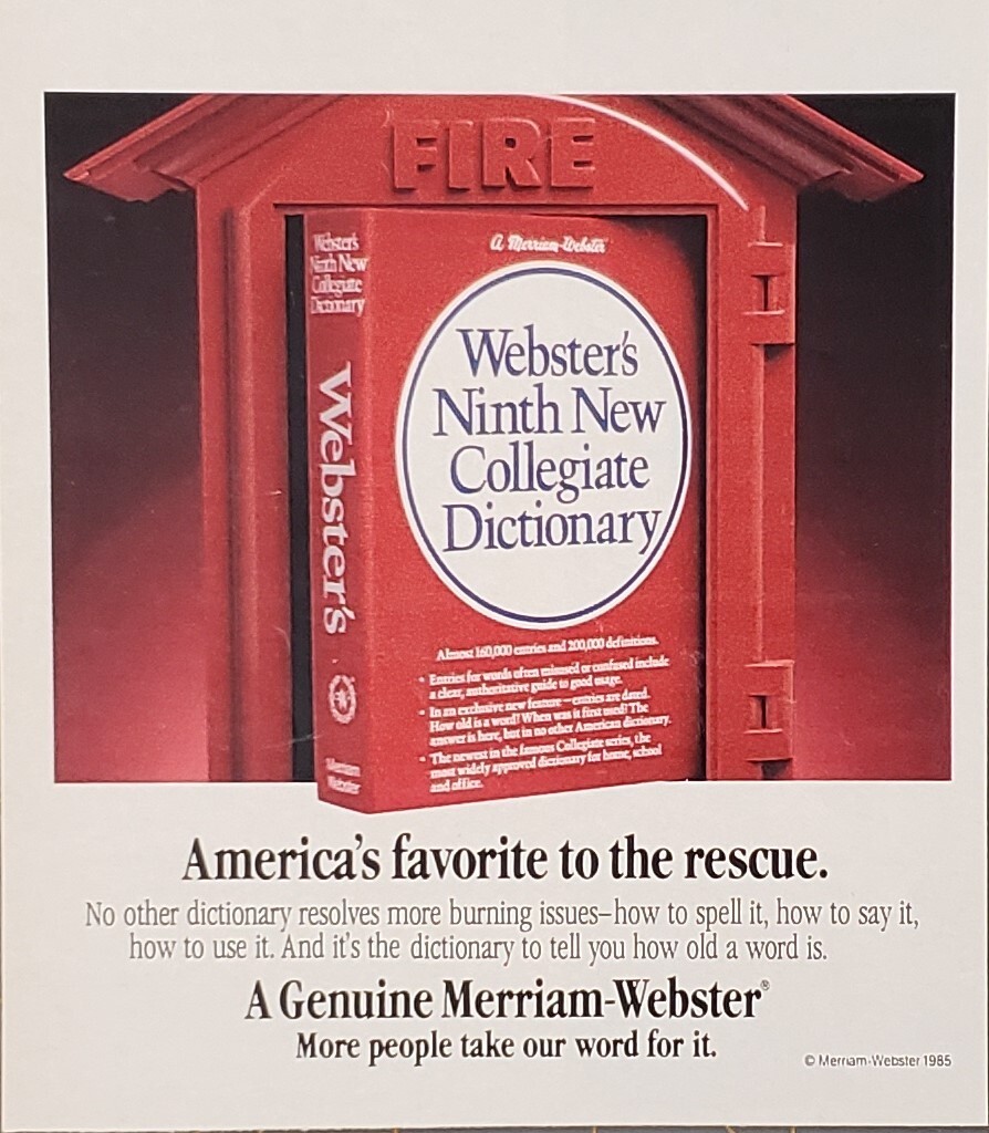 1988 Merriam-Webster Collegiate Dictionary America\'s Favorite Print Ad
