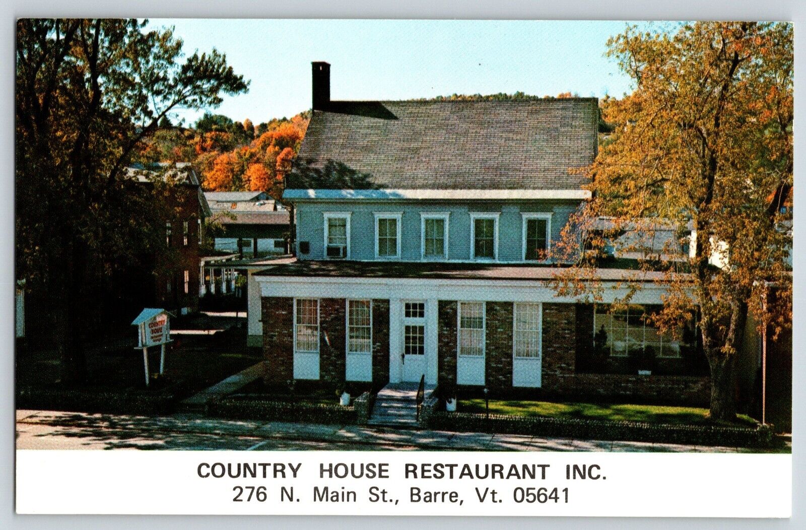Postcard Country House Restaurant Inc Barre Vermont VT