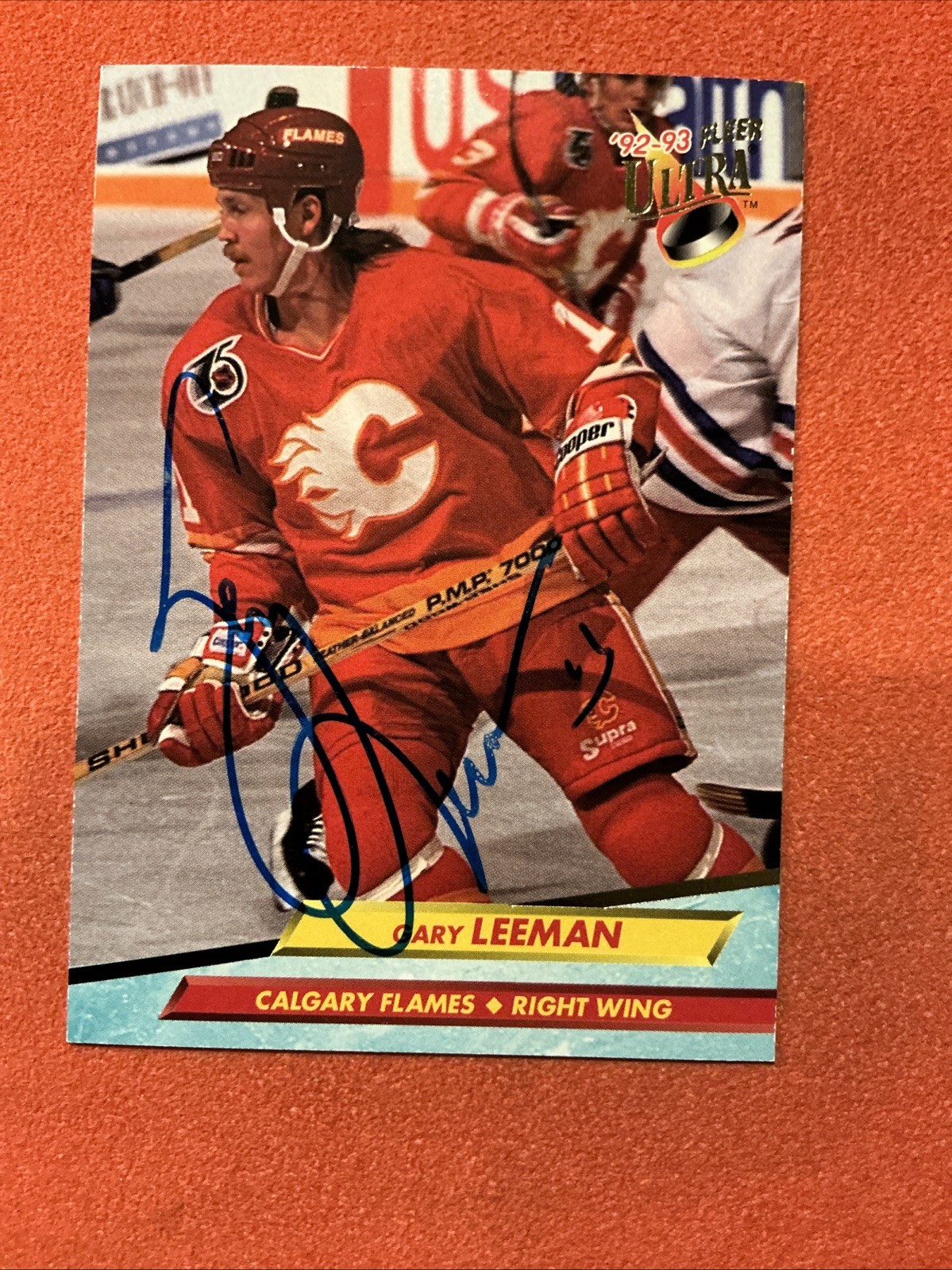 Gary Leeman🔥🔥NHL : 1992-93 Fleer/ Flames🔥🔥Autograph🔥🔥