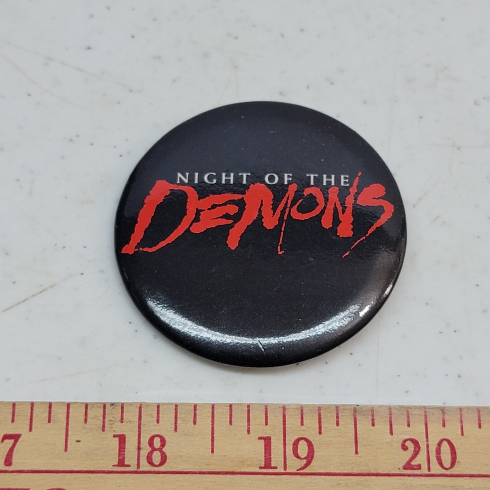 Vintage 1980s Night Of The Demons Movie Promo Pin - Halloween Horror Film Button