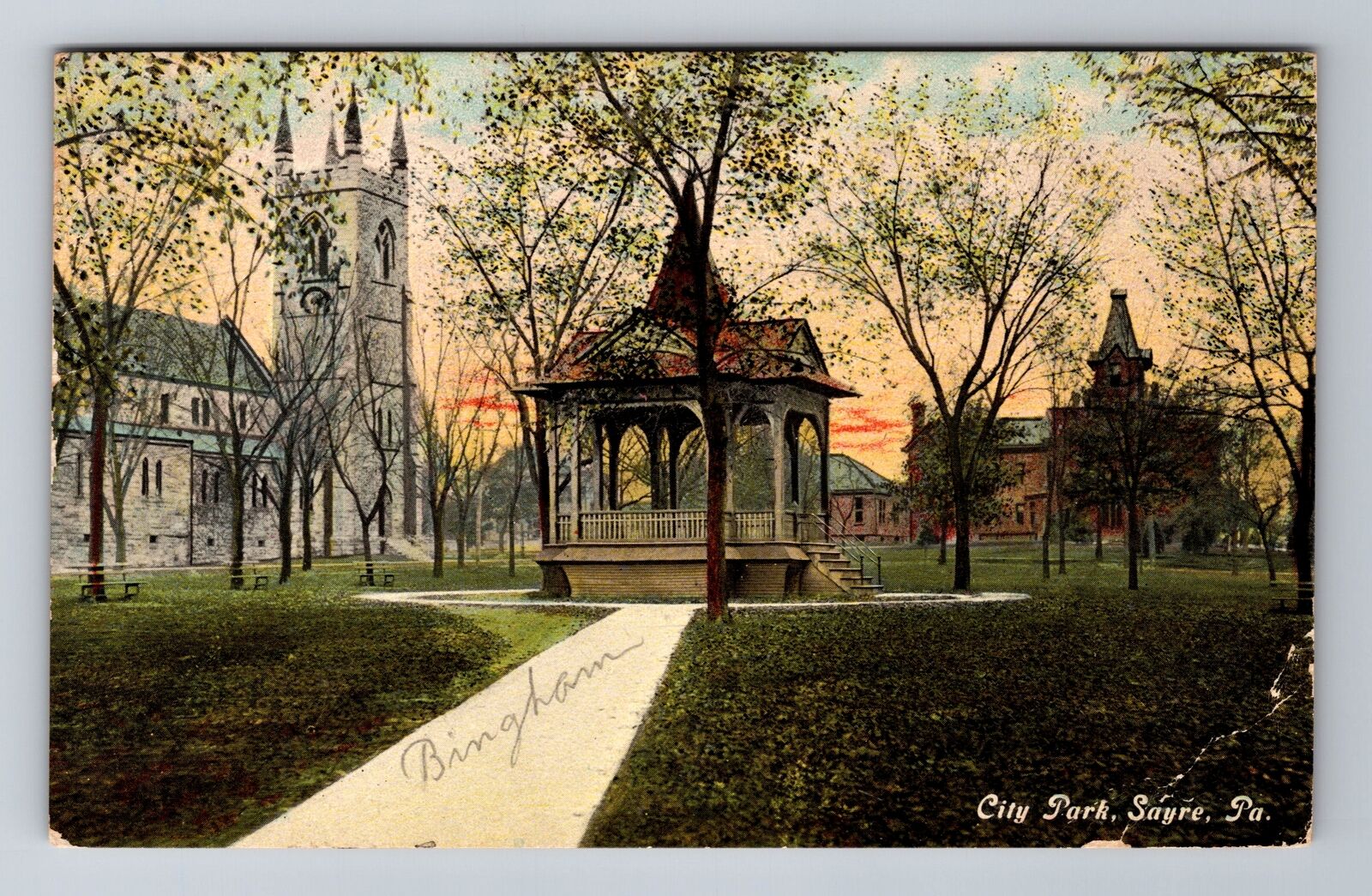 Sayre PA-Pennsylvania, City Park, Antique, Vintage c1911 Souvenir Postcard