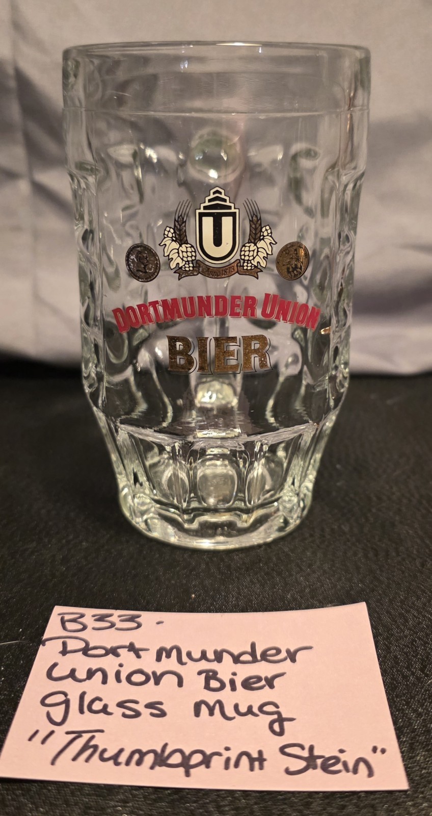 Vintage Dortmunder Union Beer Glass Mug 