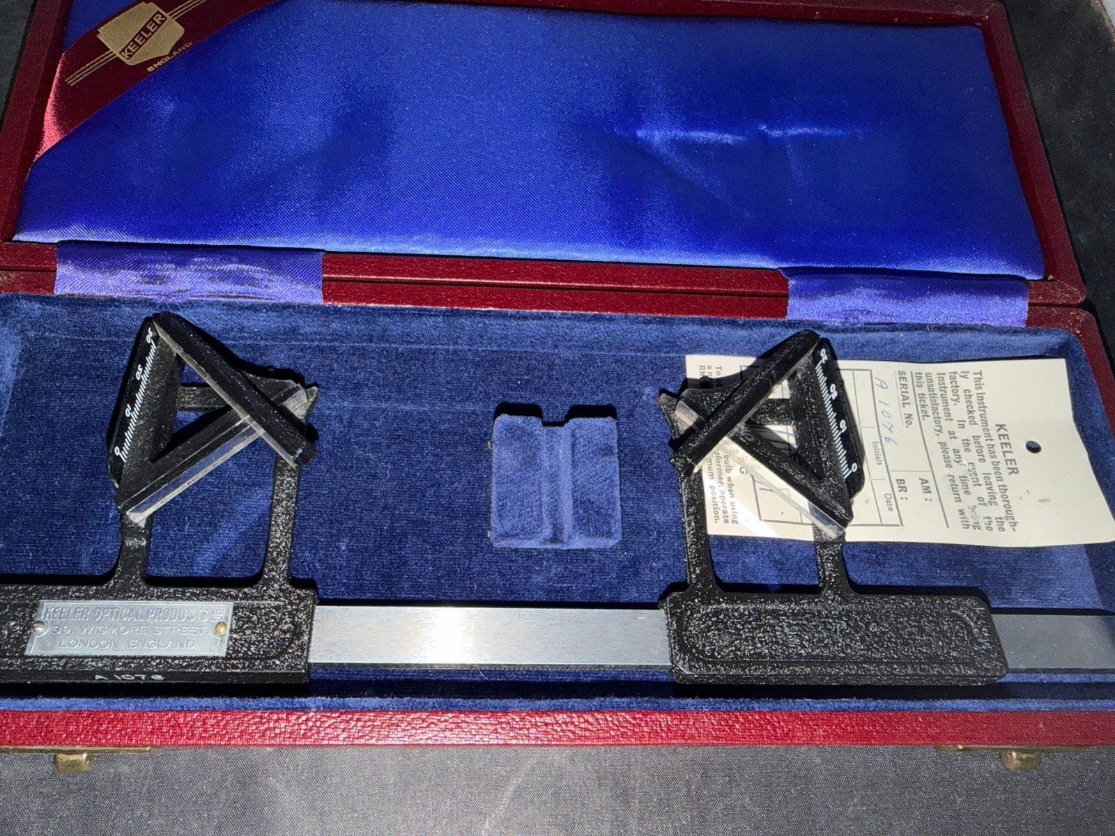 Keeler England Optical Instrument Gauge Measuring Tool in Case Vintage