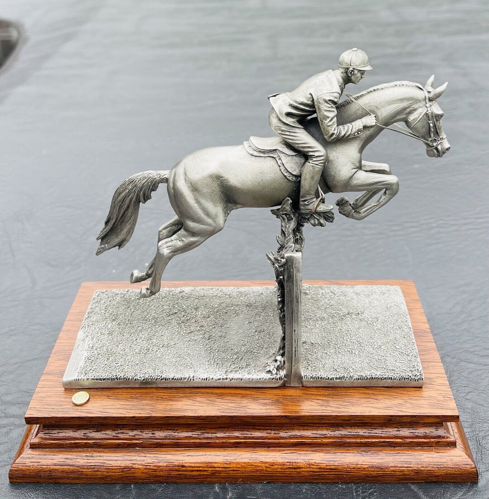 1984 Chilmark Fine Pewter L/E Sculpture. Equestrian. Show Jumper. Albert Petitto