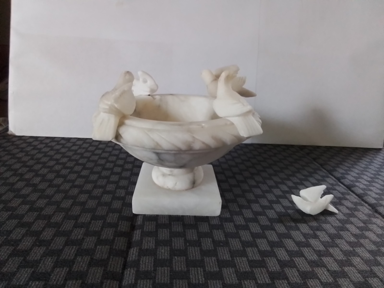 VTG Itaian Alabaster Marble Bird Bath 4.5\