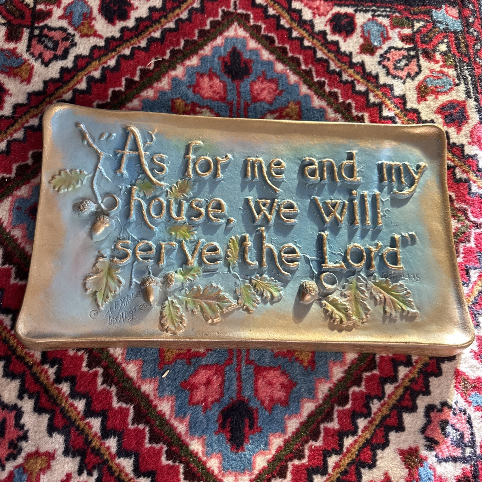 AE Mitchell Art Co Religious Metal Wall Plaque Josh 24:15 As For Me and My House