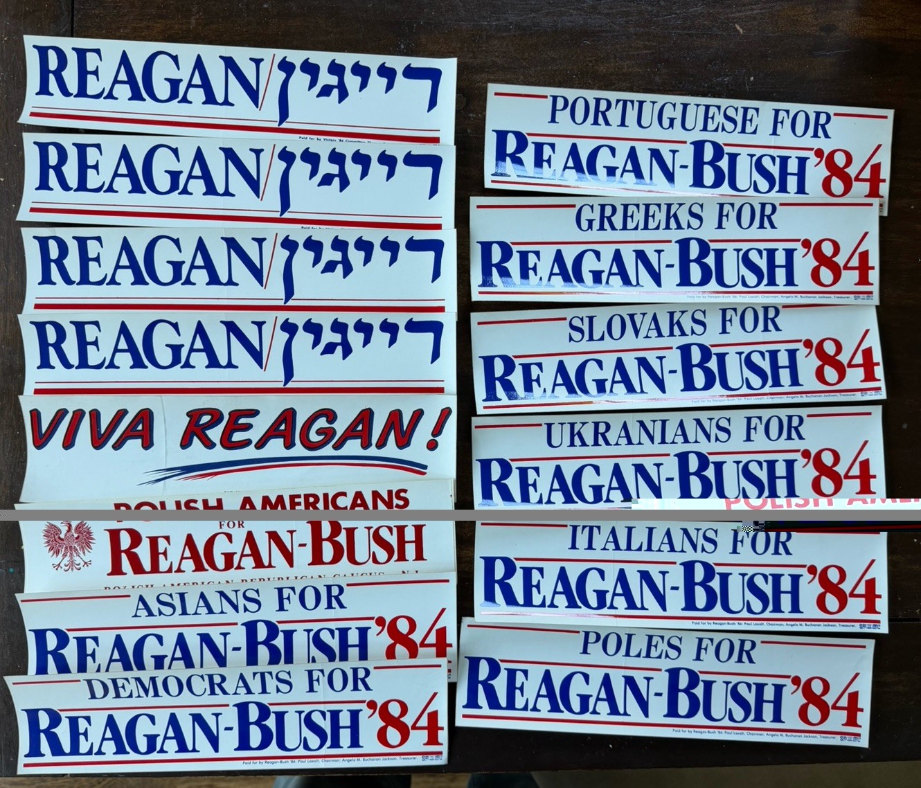 14 Vintage 1984 Reagan Bush Campaign Bumper Stickers Political Memorabilia Lot