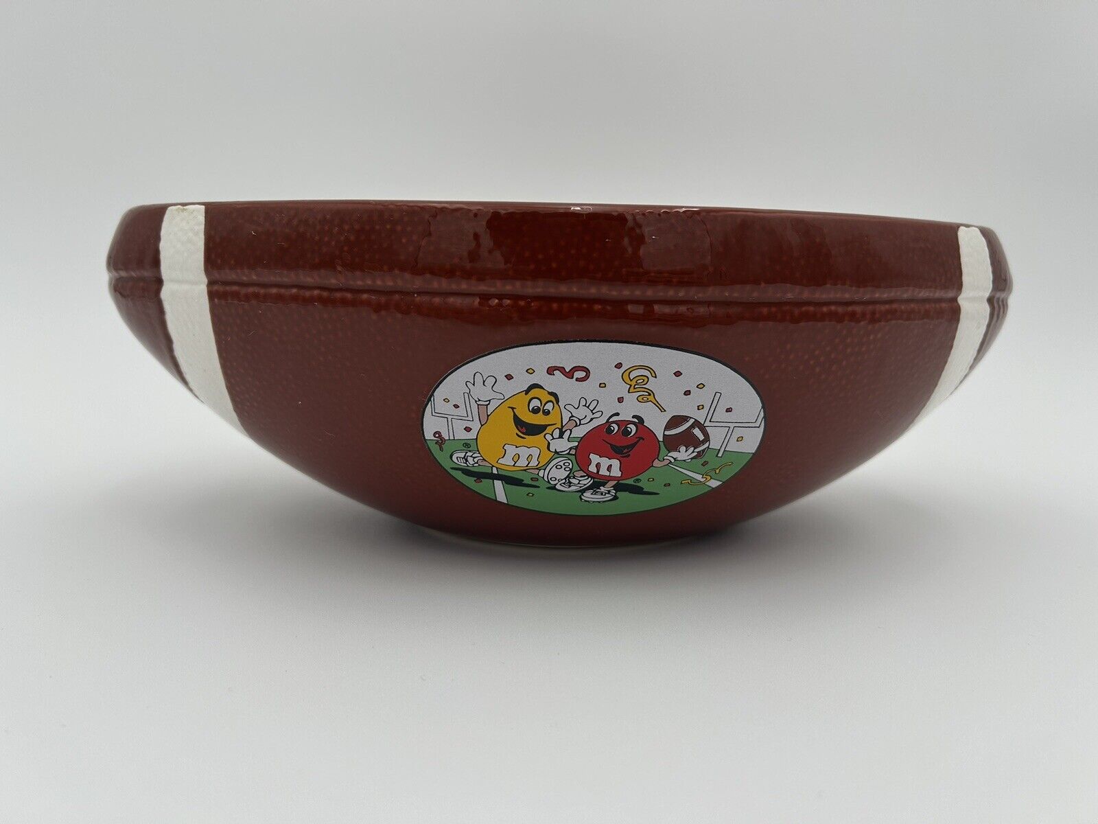 1980’s M&M Football Shaped Ceramic Candy Dish Divided Bowl w/ M&M’s Design
