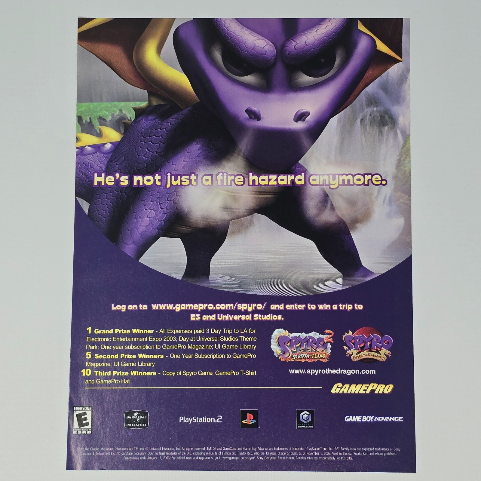 Spyro 2 Season of Flame PS2 GameCube Hazard Print Ad/Poster Promo Art