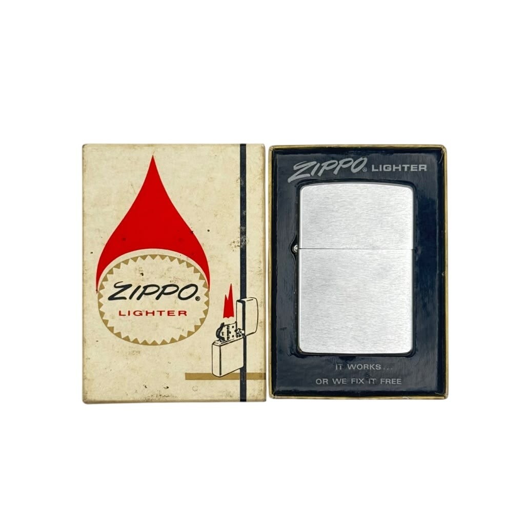 1963 Zippo Brushed Chrome PAT 2517191 Windproof Pocket Lighter with Box USA