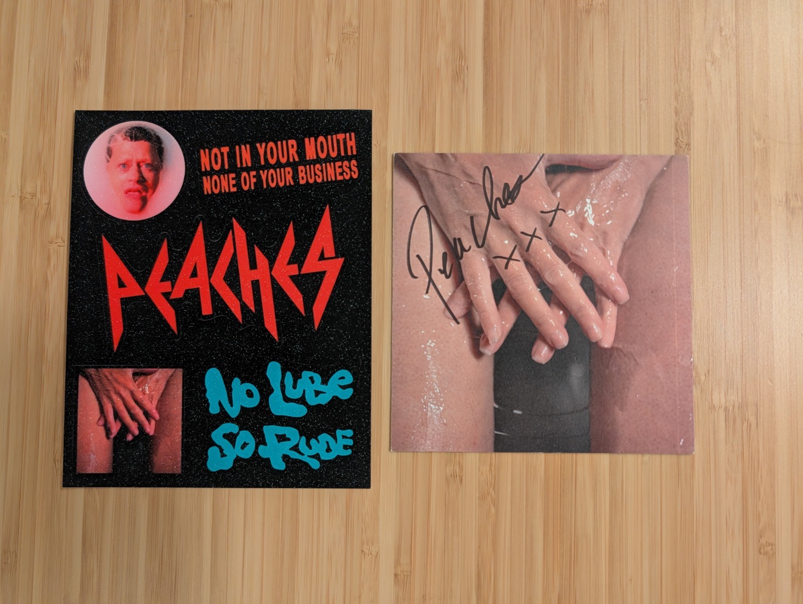 PEACHES (Merrill Nisker) Signed No Lube So Rude  Promo Print And Sticker Sheet