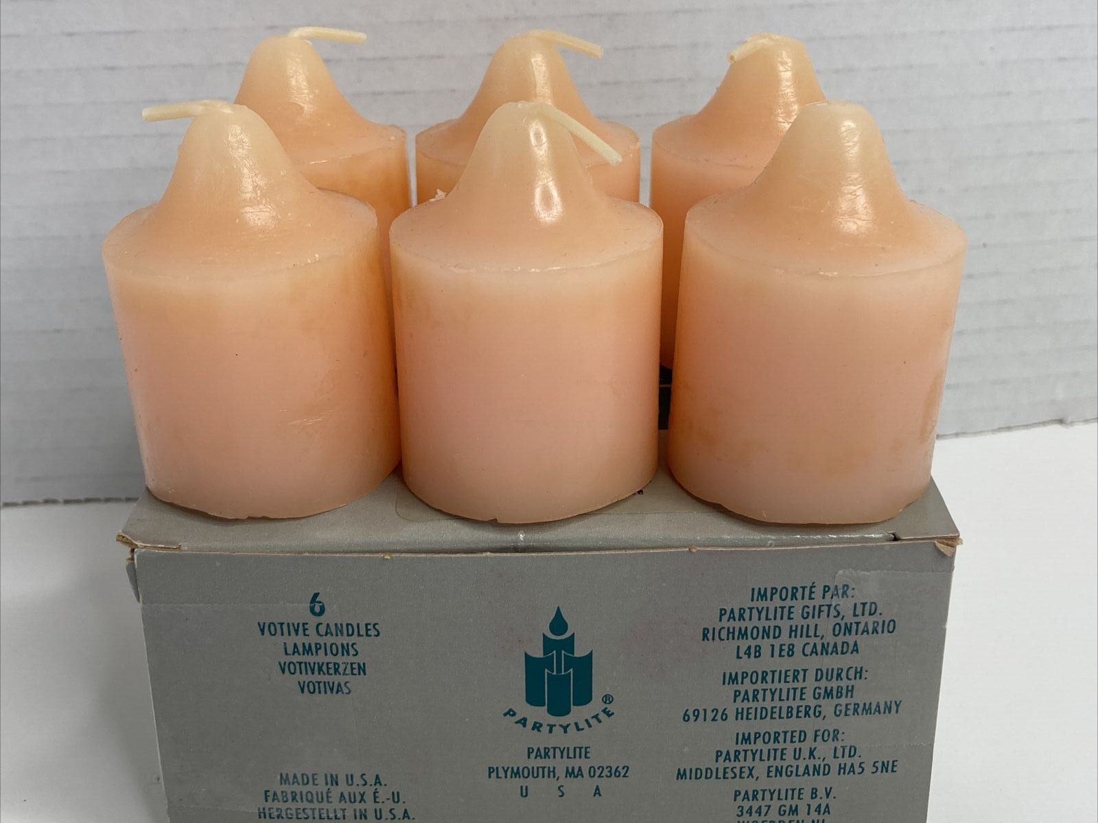 1 Box (6 Total) Retired Partylite Peach/Apricot Votive Candles V0630 Party Lite
