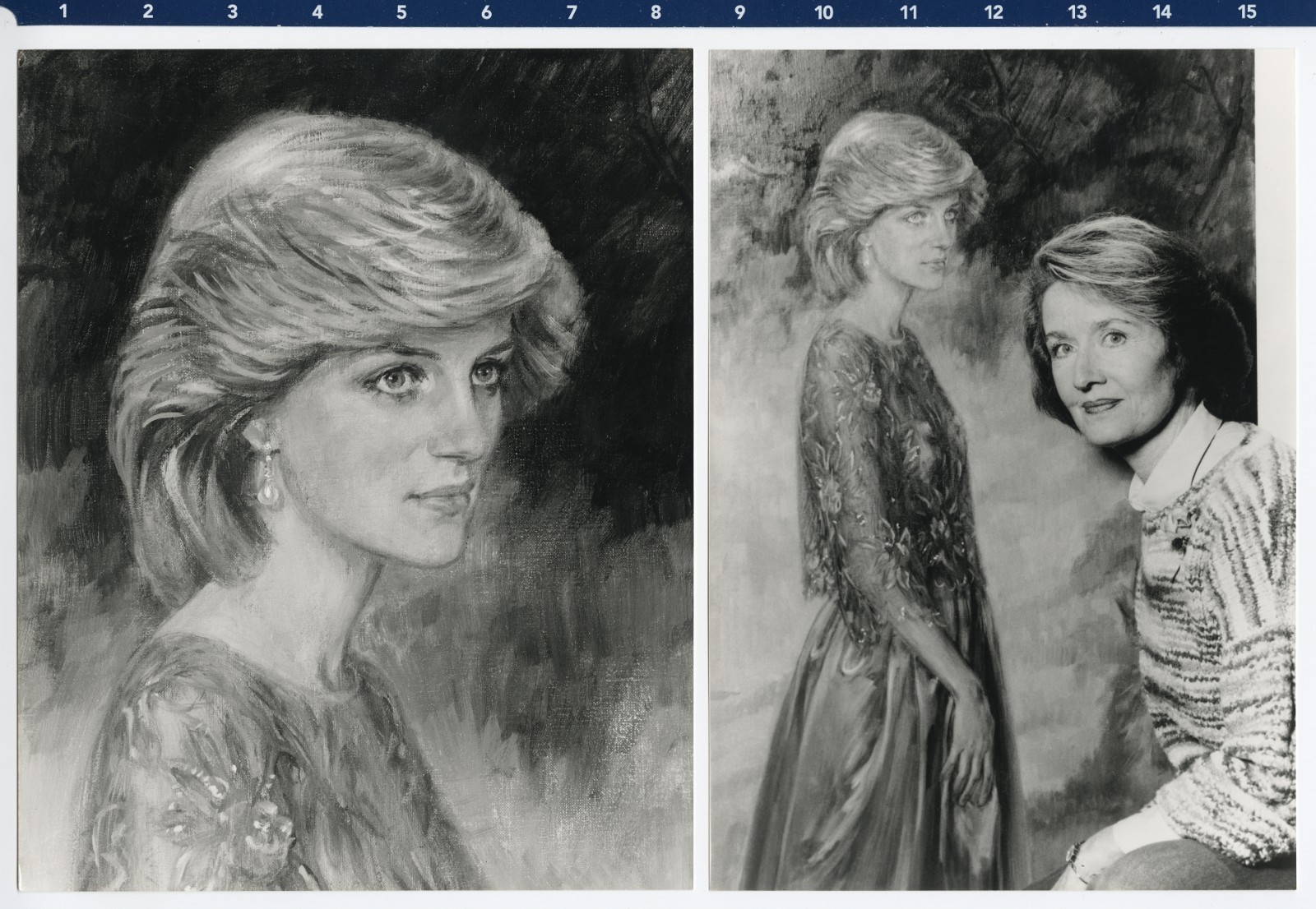 (2x) 1984 HRH Princess Diana Portrait Painting by June Mendoza Photograph