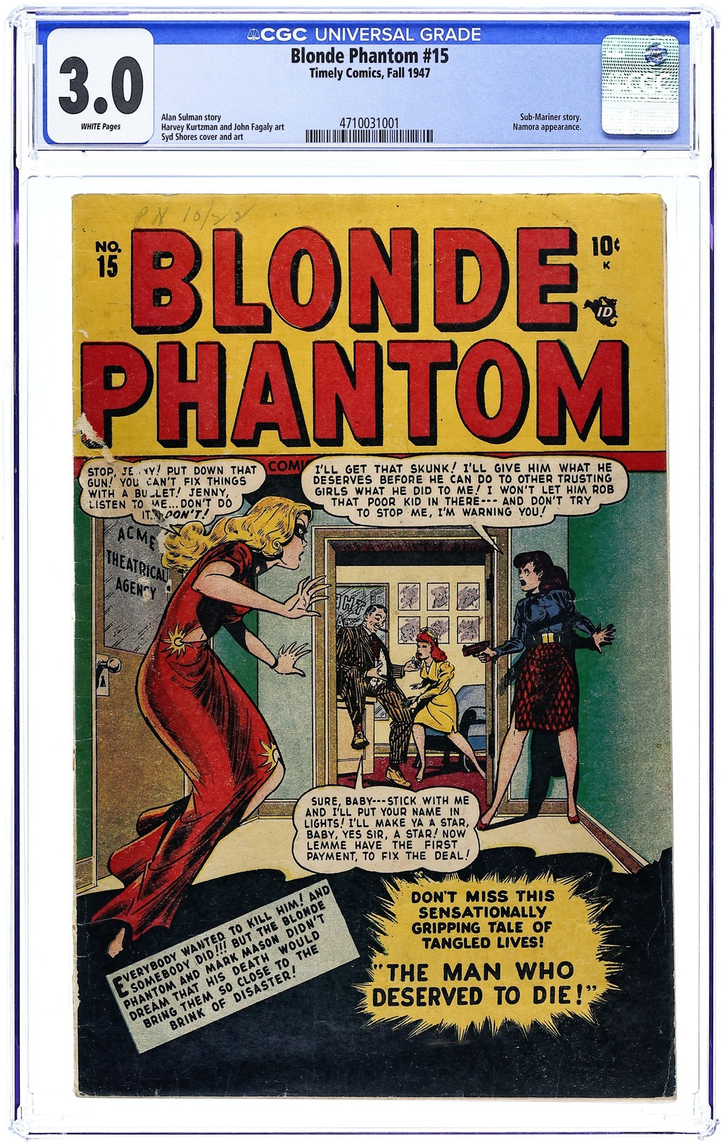 Blonde Phantom #15 CGC 3.0 1947 4710031001