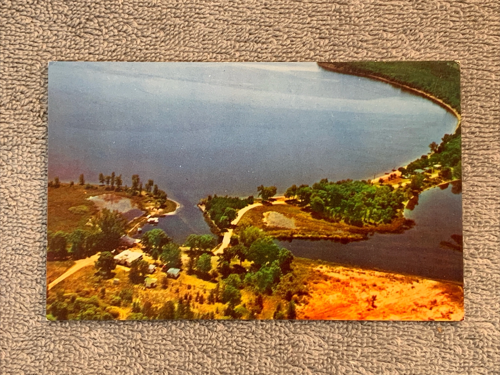 Vintage Yellow Lake Lodge Resort Postcard Webster WI Mike Robert Brown 