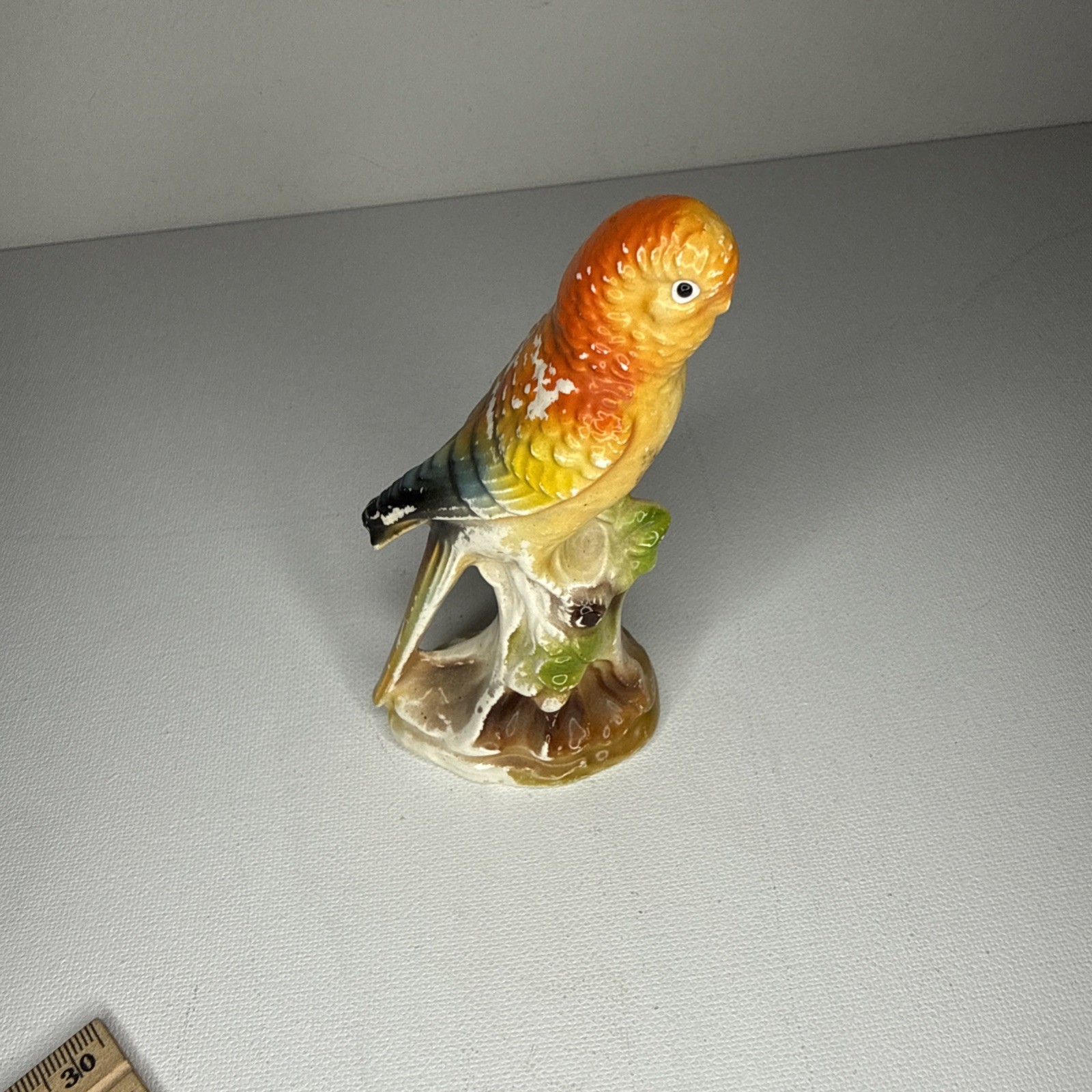 Vintage Brinns Ceramic Parrot Parakeet Birds Figurine sign  Japan 