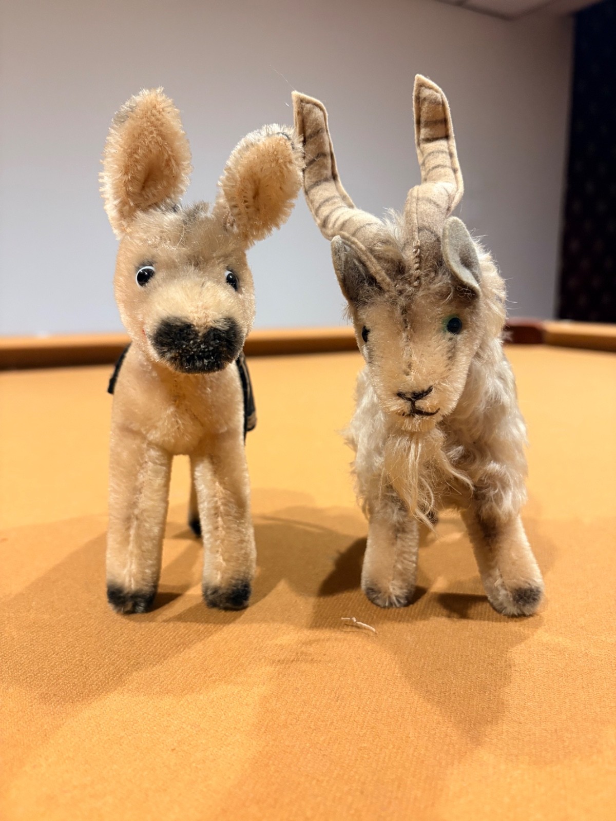 Vintage 1950s Steiff Army Navy Mascot Set - 15cm Mohair Mule & Goat USNA RARE