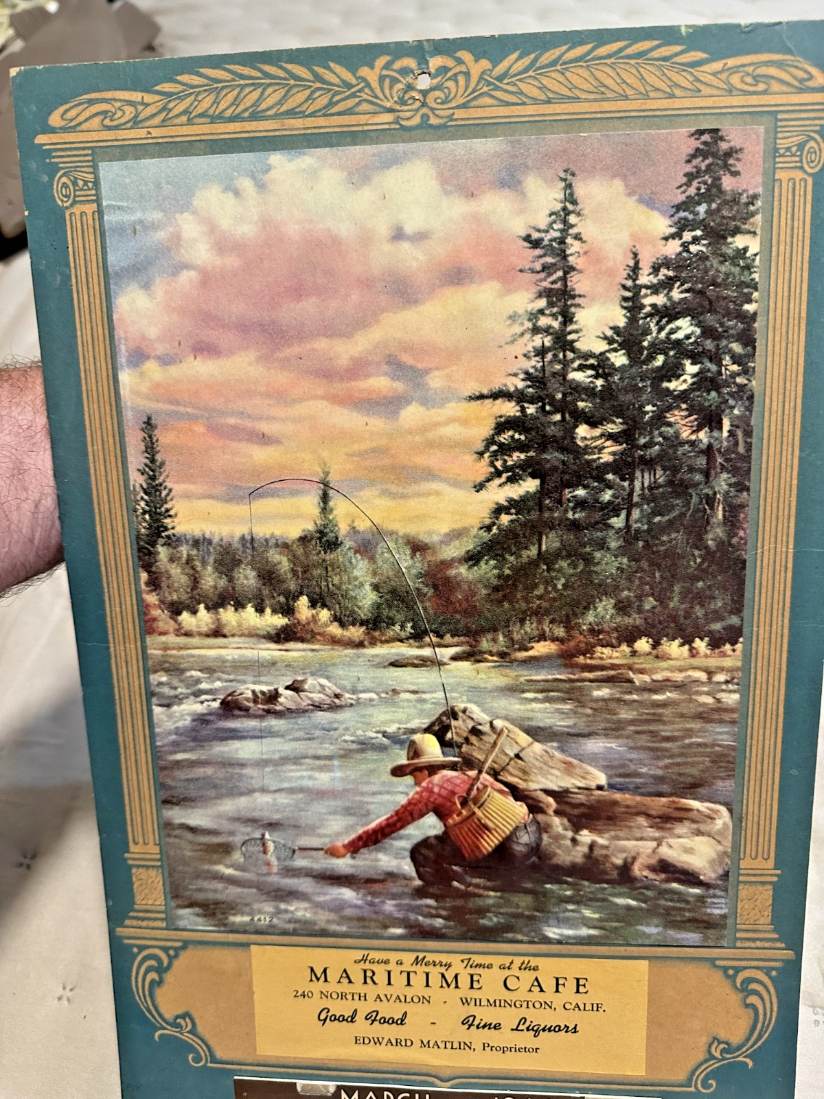 1931 Vintage fly fishing FISK TIRES Advertising Calendar cabin  sporting decor