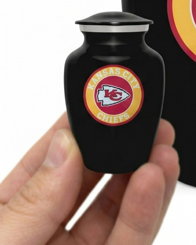 Black Urn Kansas City Chiefs  Football Theme Style 3 INCH