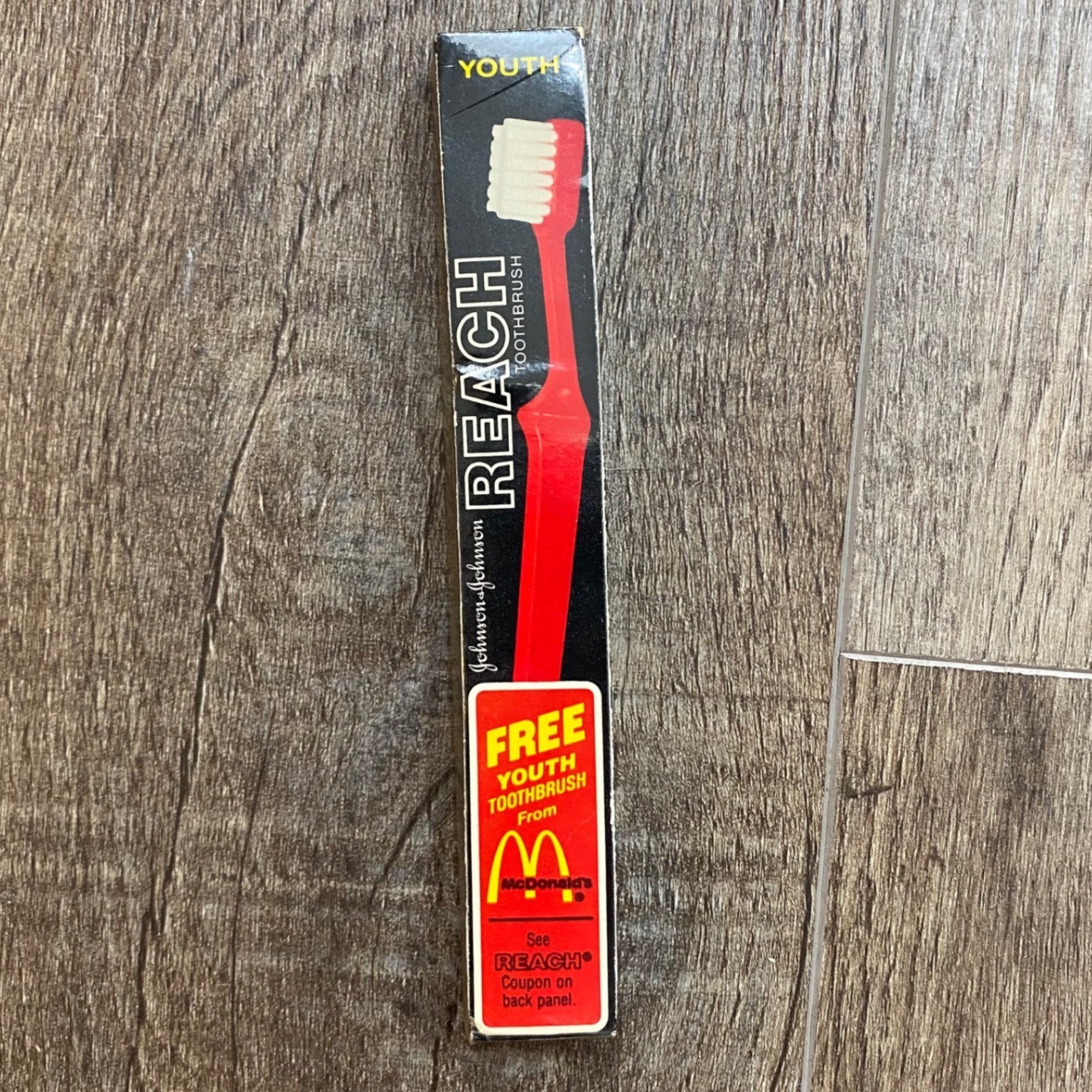 Vintage Johnson & Johnson Reach Youth Toothbrush McDonald\'s Promotional Red New