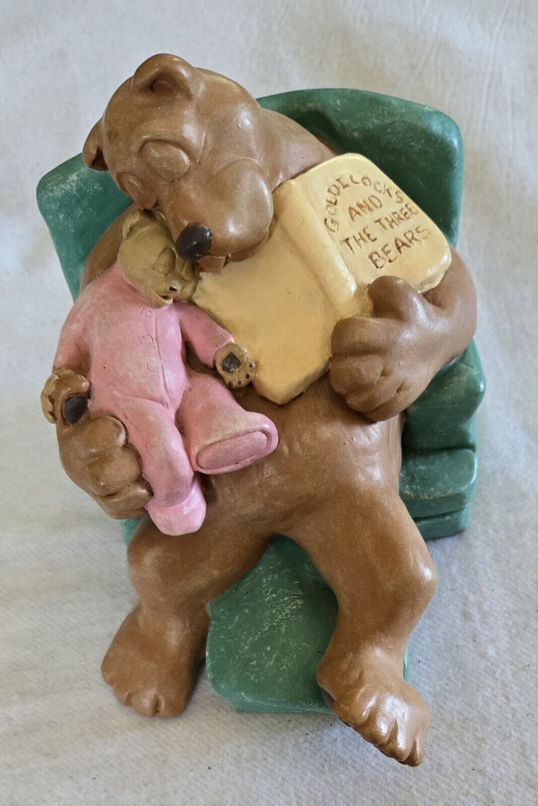 Vintage Cast Art Industries Bear Reading Goldilocks To Cub Figurine