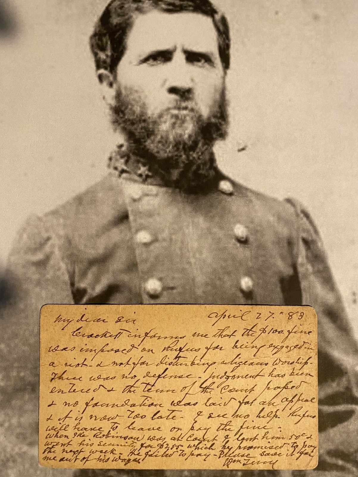 RARE 1883 Postal Card written and Signed by Confederate General William Terry