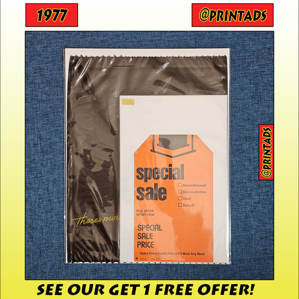 1977 Sears Unused Store Sign + 1980\'s Bag - Supplies Are Limited Ultra Rare