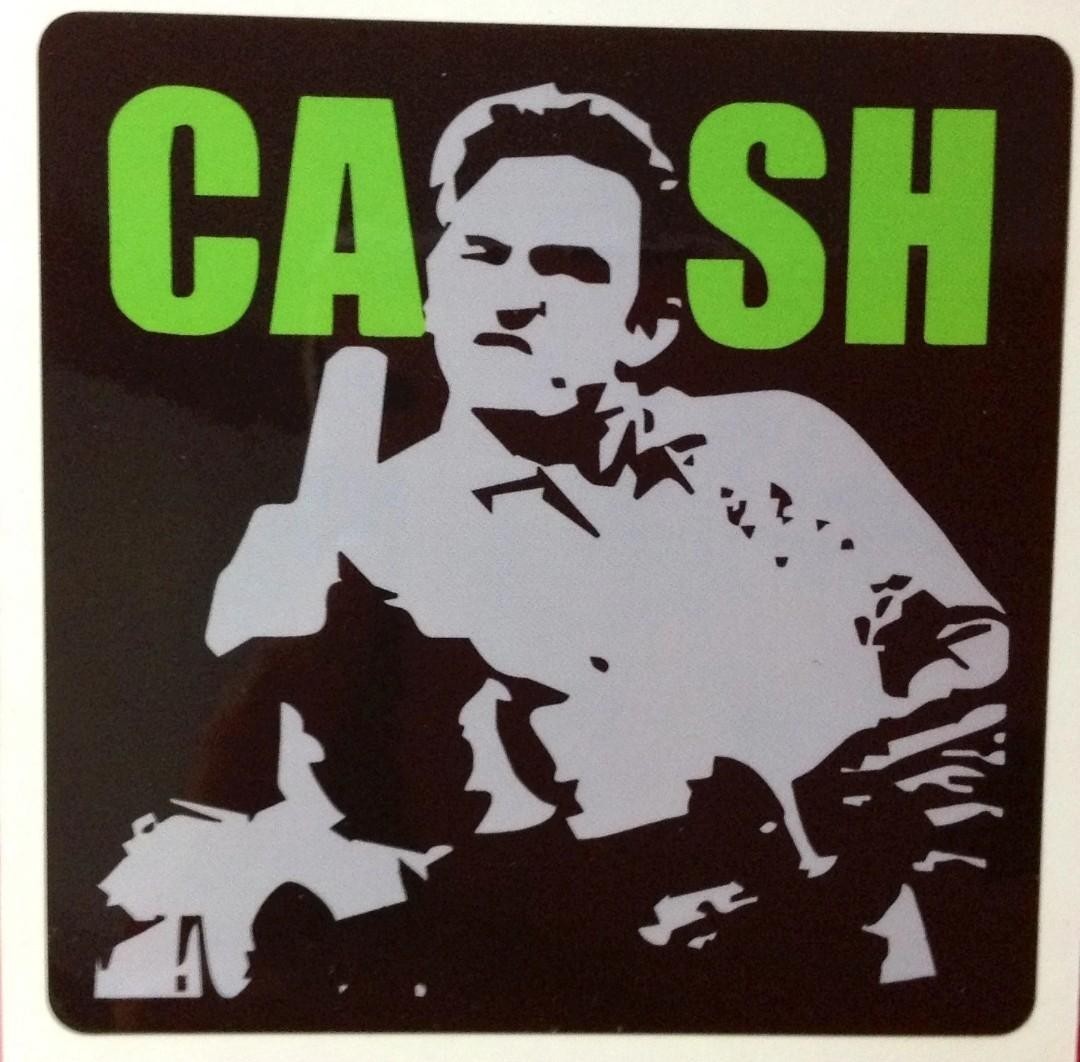 2-  JOHNNY CASH  RAT FINK HOT ROD BIKER MOTORCYCLES  STICKERS 4 in.