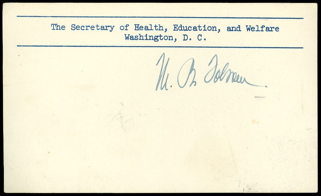1950\'s, Signed Card, MARION B. FOLSOM, US SECRETARY OF H.E.W. Under EISENHOWER