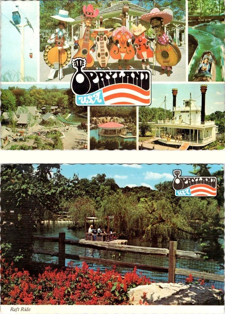 2~4X6 Postcards Nashville TN Tennessee OPRYLAND AMUSEMENT PARK Log~Sky~Raft Ride