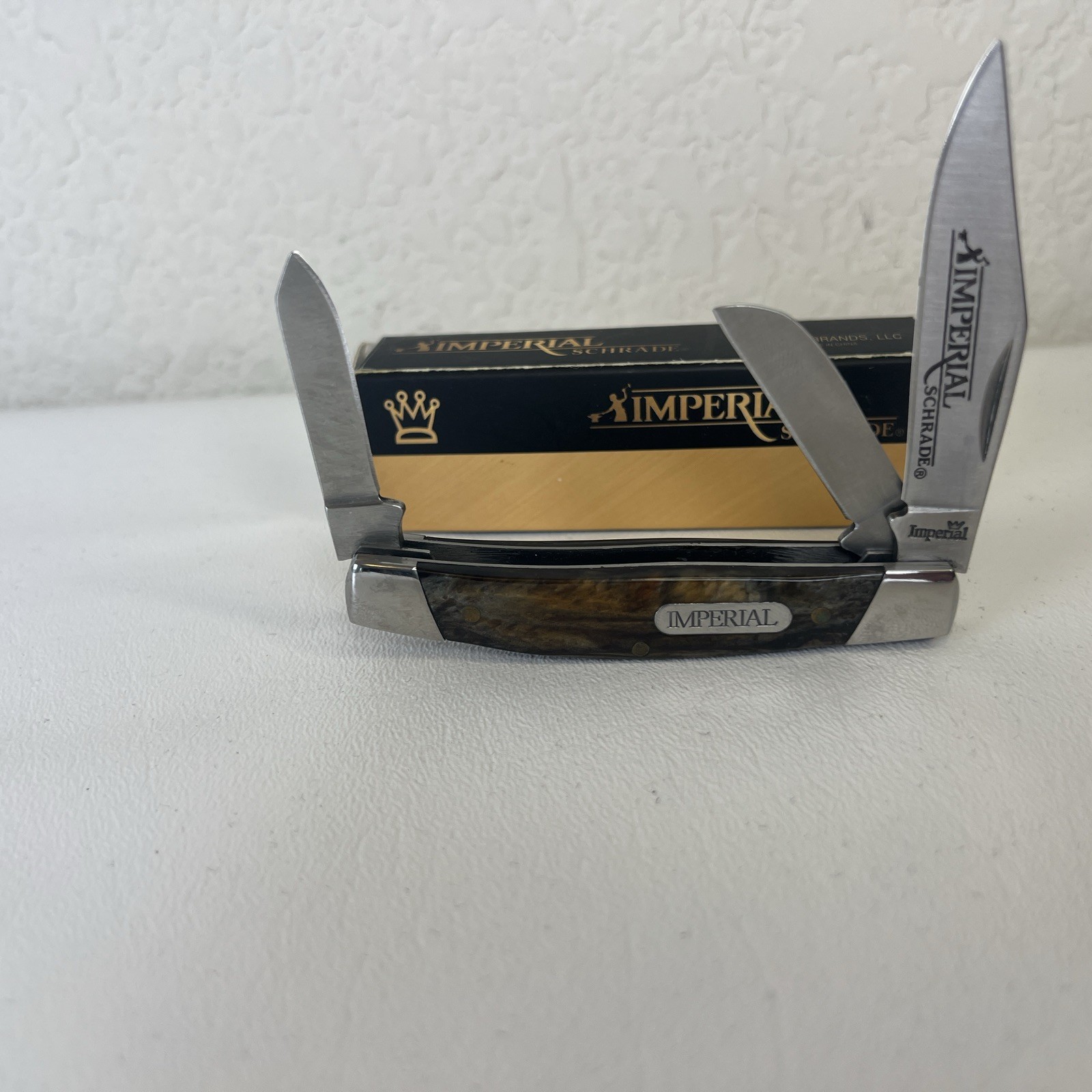 Schrade Imperial Celluloid Stockman Pocket Knife IMP16S Amber Swirl Handles